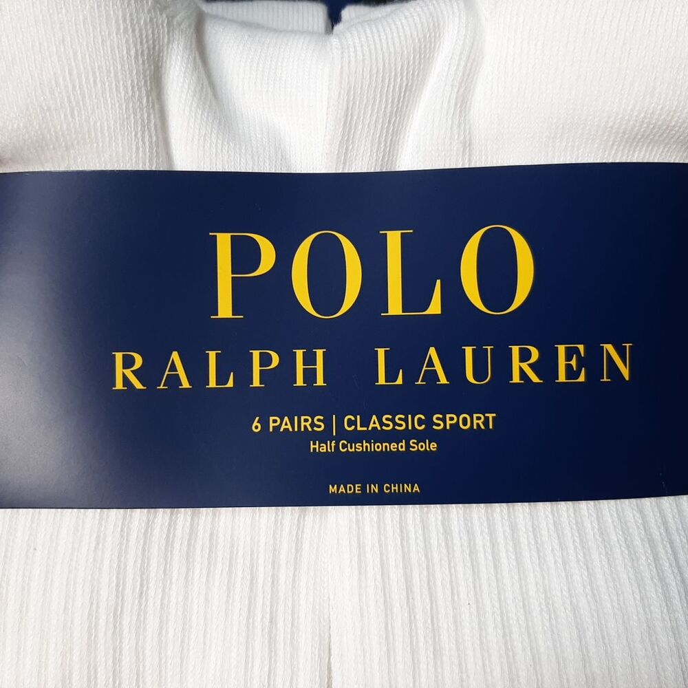 Polo Ralph Lauren Socks Mens White 6 Pairs Classic Sport PRL ZP821005PK6N BUNDLE - Picture 5 of 9